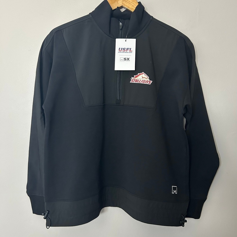Birmingham Stallions Sweatshirt Mens M Black MSX Michael Strahan USFL Pullover
